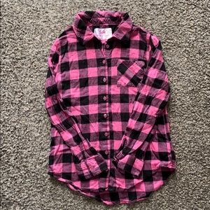 Justice Pink and Black Buffalo Check Flannel